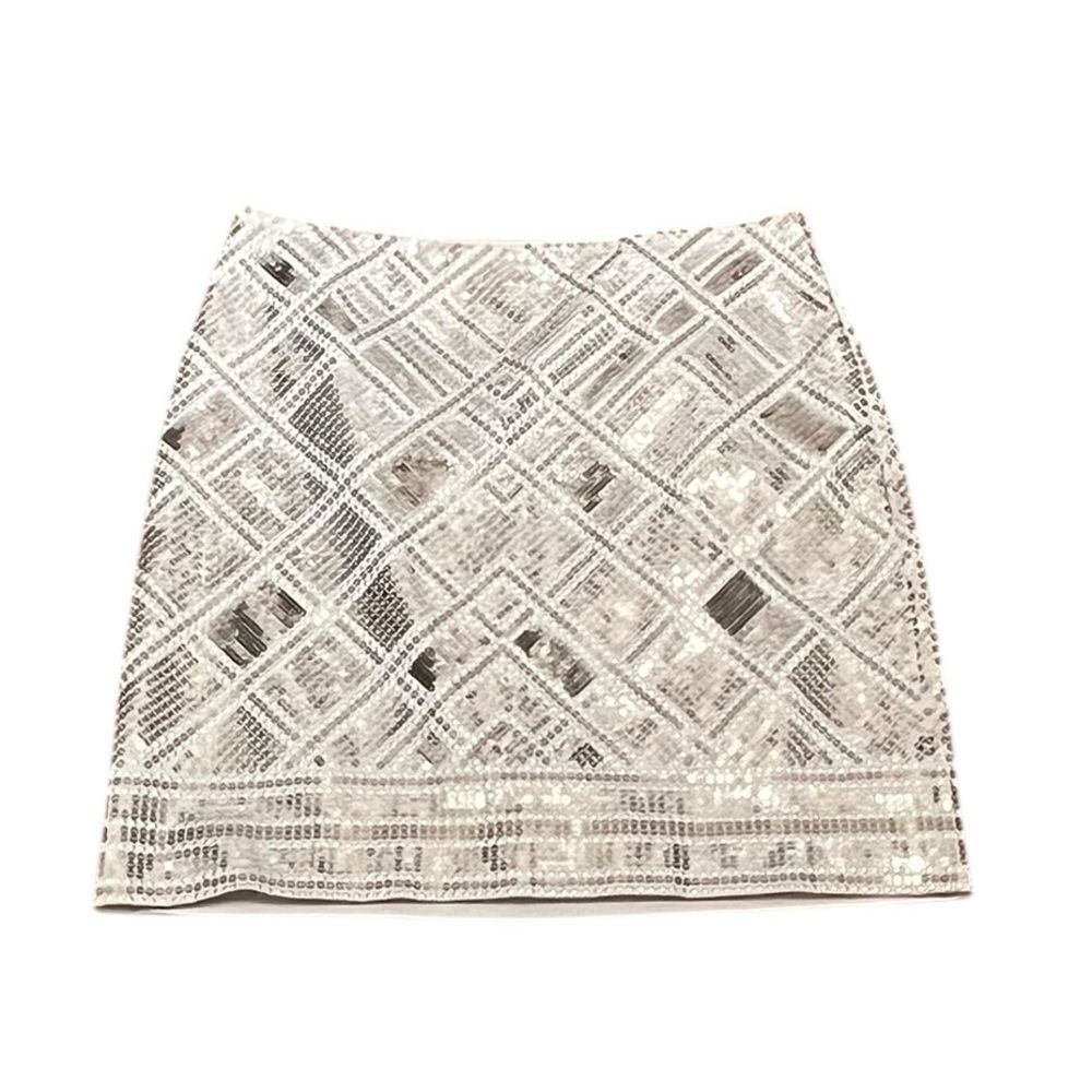 White House Black Market Silver Sequin Mini Skirt